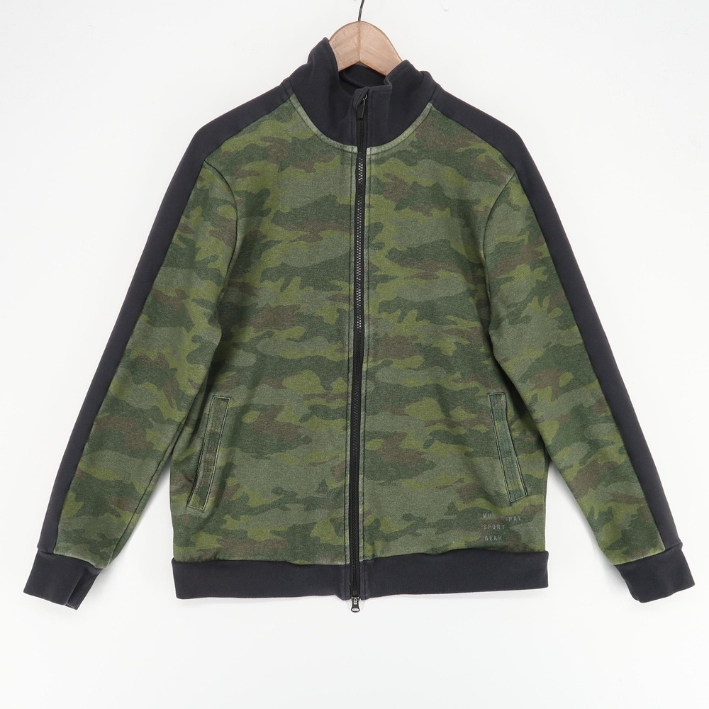 Municipal Track Jacket Mens M Green Camo Full Zip Mock Neck Performance Sport‎